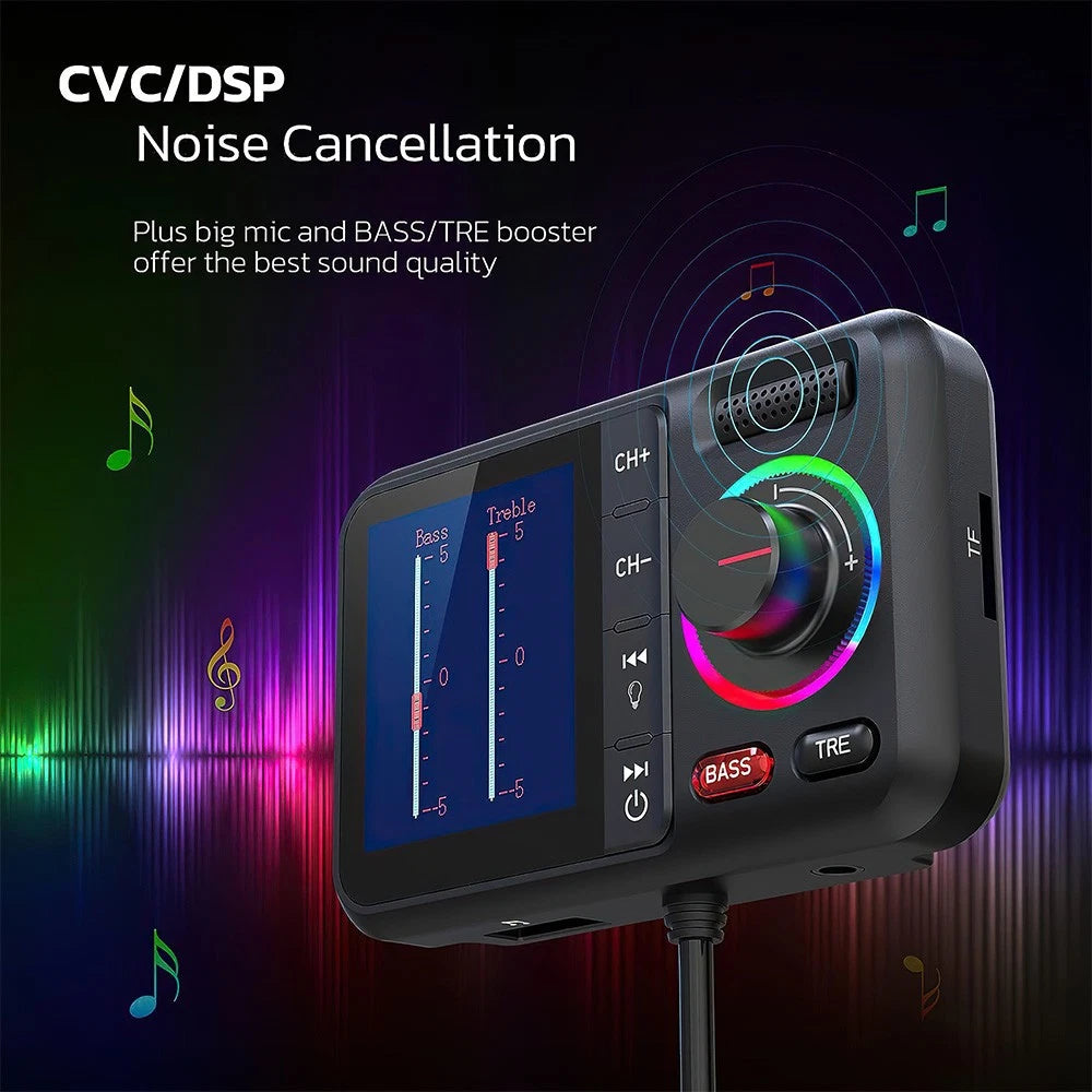 Bluetooth 5.0 Wireless Radio Car FM Transmitter Dual USB Charger MP3 Player