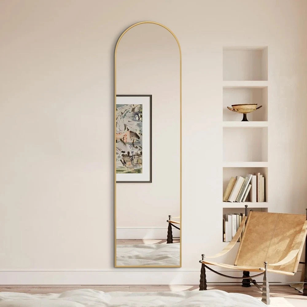 Full Size 40cm x 150cm Arched Rose Gold Mirror Aluminium Floor Wall Makeup