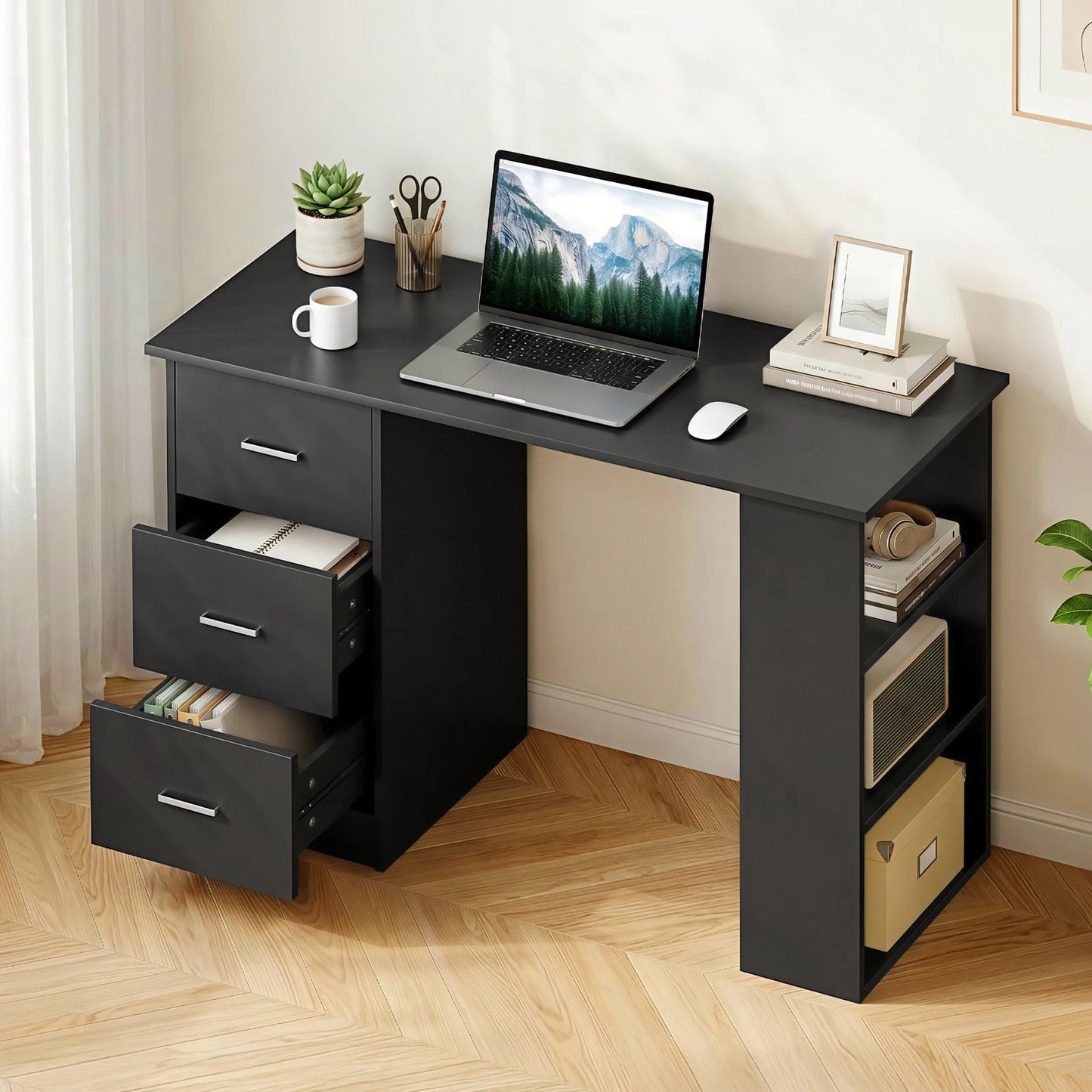 Artiss Computer Desk Drawer Shelf Home Office Study Table Black 120CM