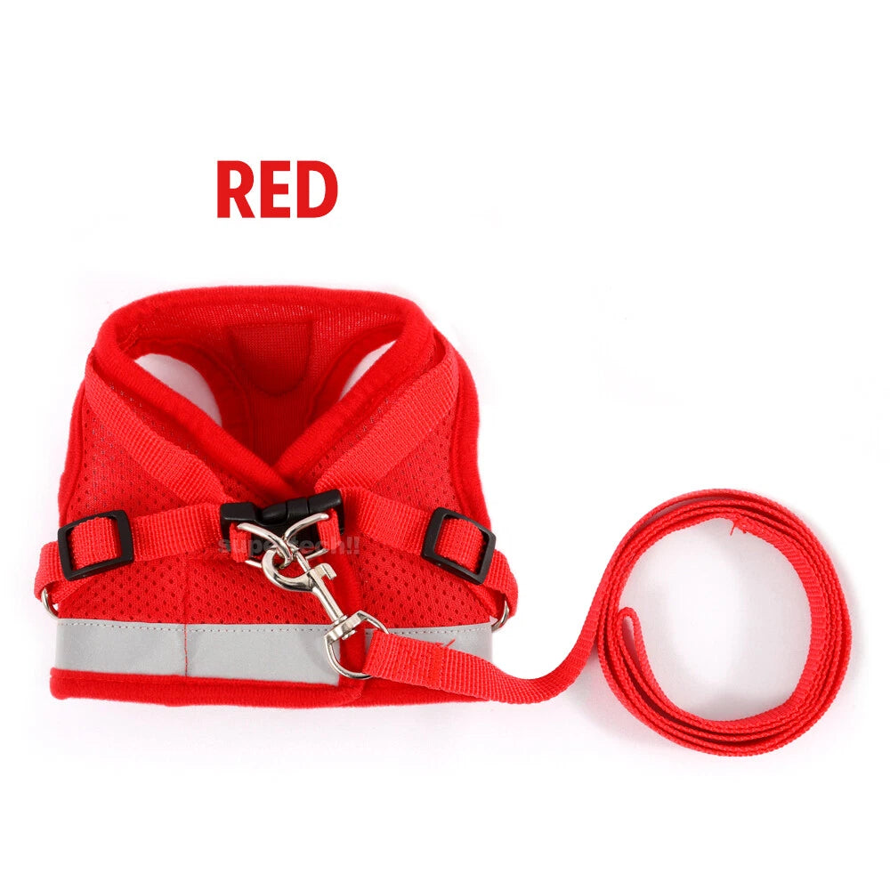 Kitten Dog Cat Harness Walking  Vest Lead Leash Collar Pet Vest Mesh Adjustable