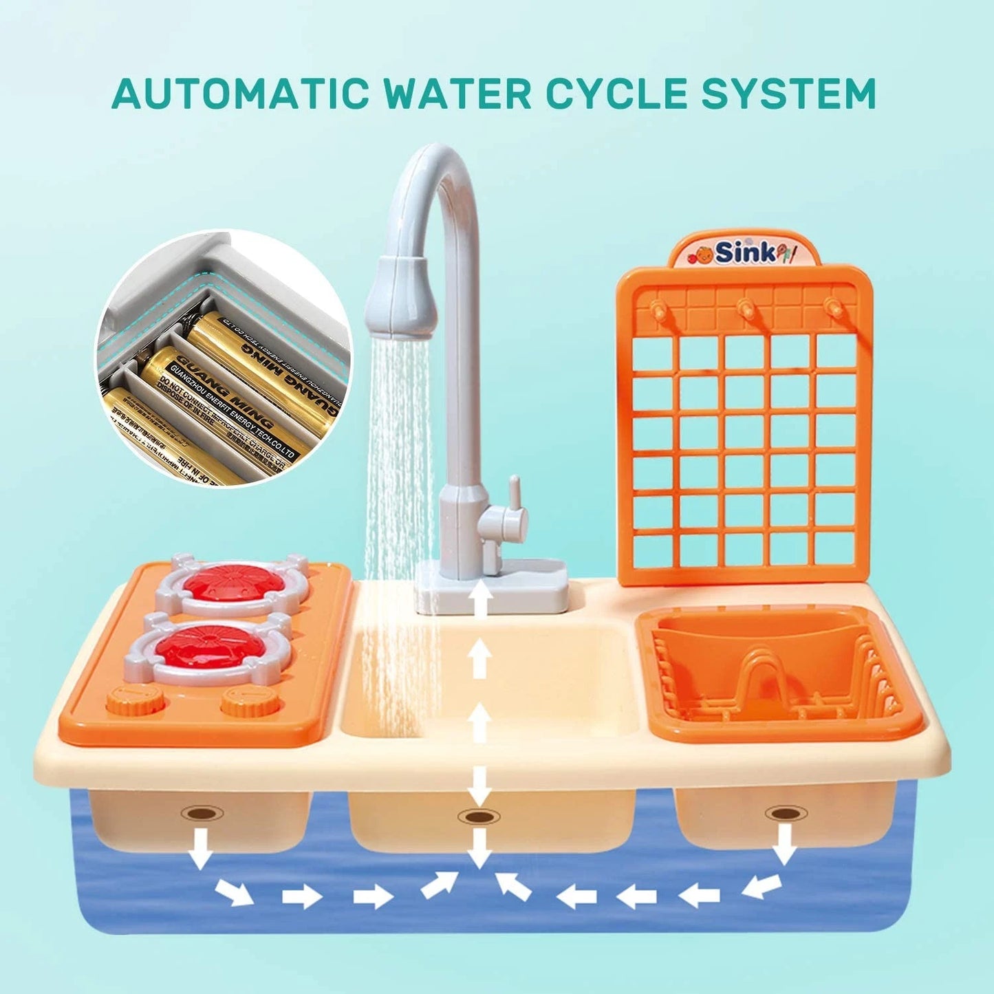 Cute Stone Pretend Play Kitchen Sink Toys Play Cooking Stove Pot Pan Tableware