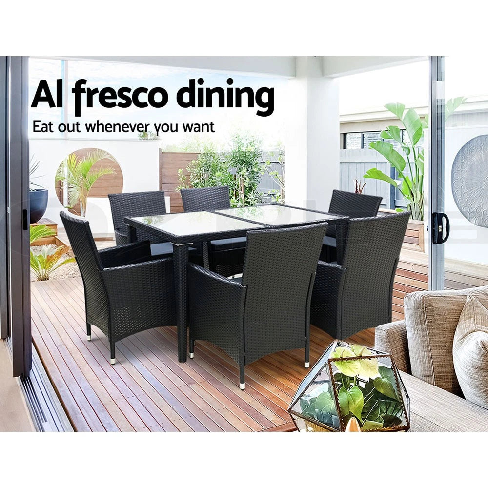 Gardeon 7 PCS Outdoor Dining Set Table & Chairs Patio Furniture Lounge Setting