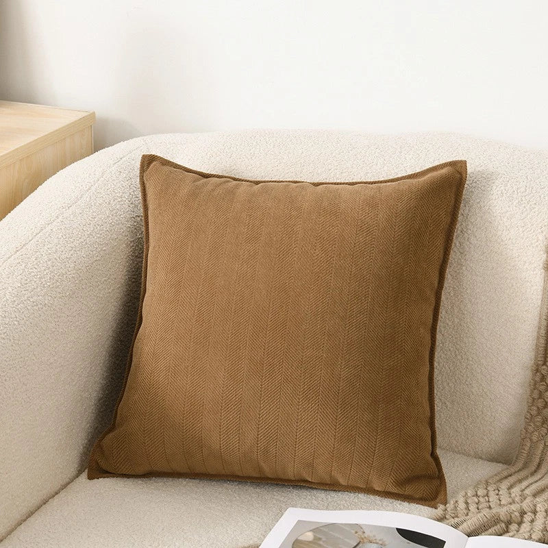 2XCream Velvet Cushion Cover Herringbone jacquard cushion Pillow Case Sofa Decor