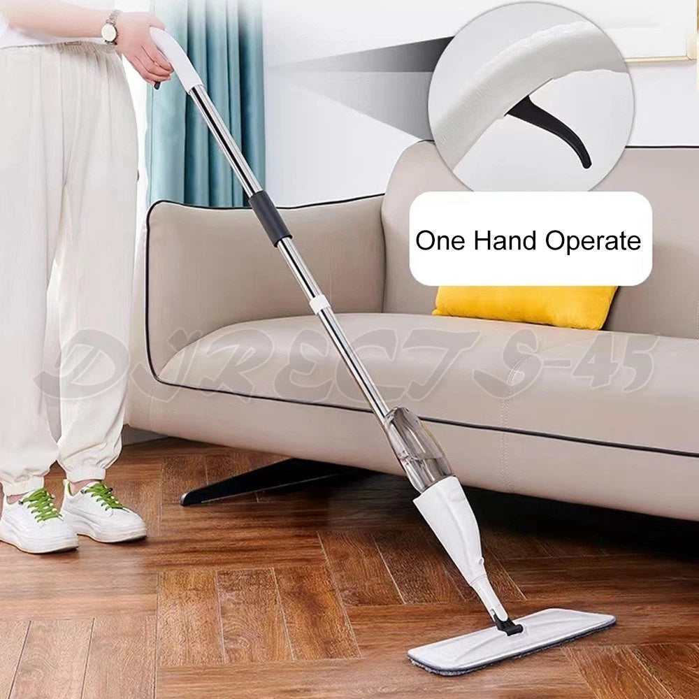 Spray Mop Microfibre Flat Mop Cleaner Floor Kitchen Bathroom Cleaner with 6 Mops