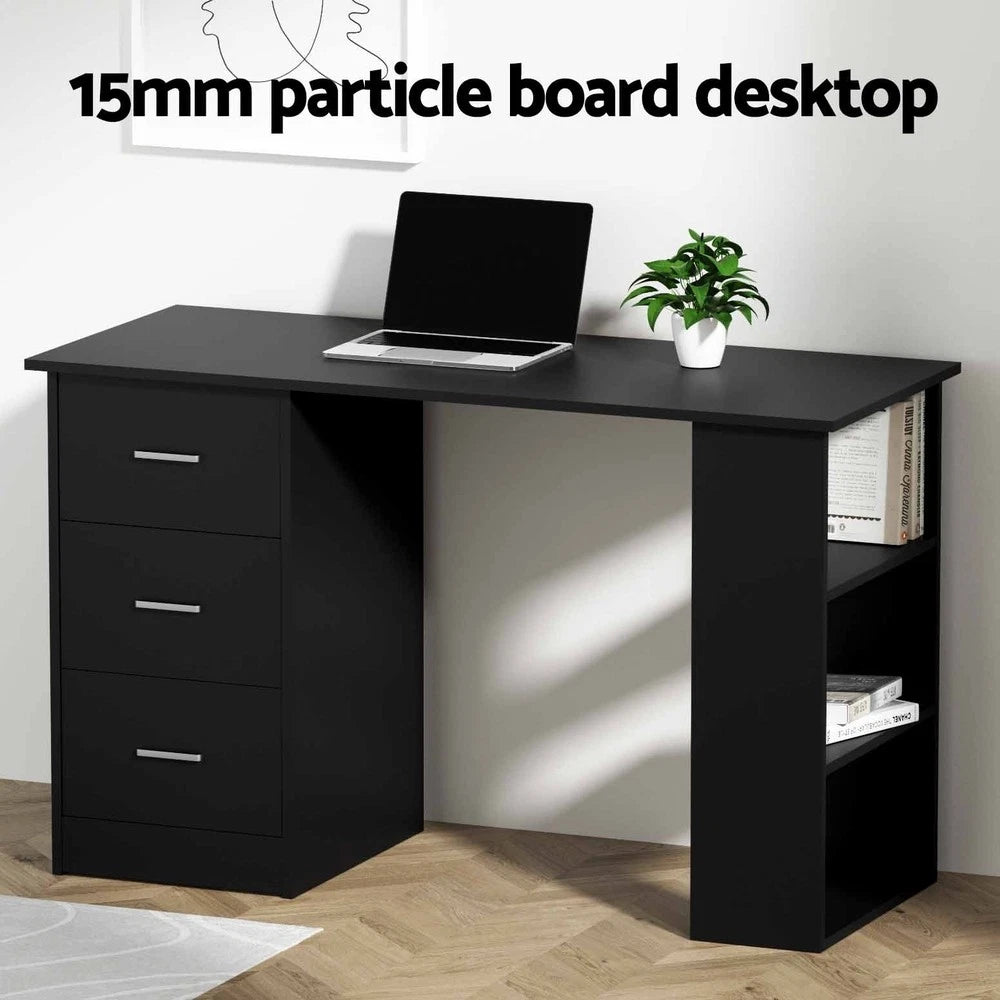 Artiss Computer Desk Drawer Shelf Home Office Study Table Black 120CM