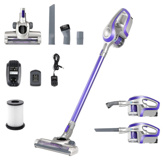 Devanti Stick Vacuum Cleaner Handstick Vac Handheld Cordless 150W Purple
