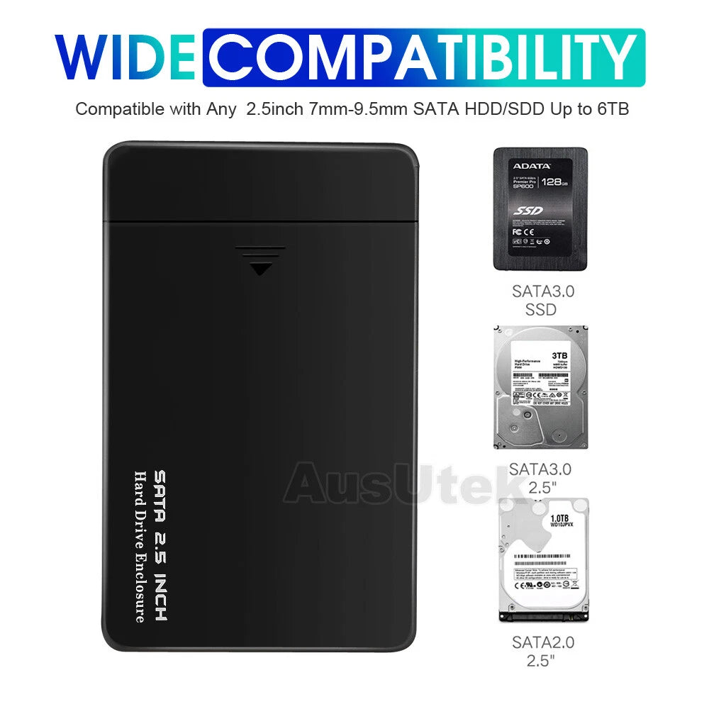 NEW USB 3.0 Portable External Hard Drive Disk Case Slim SATA Storage Box Device