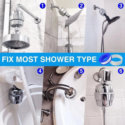 20 Stage Shower Head Filter Bath Hard Water Softener Remove Chlorine Purifier AU