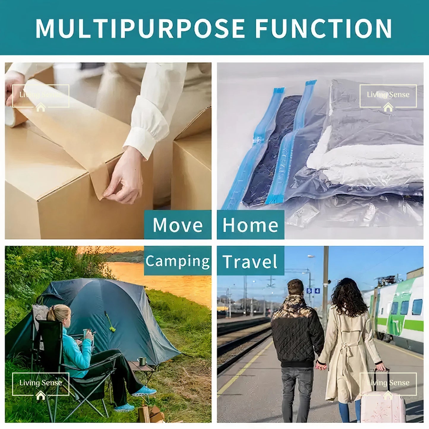 Vacuum Storage Bags Space Saver Kit with Hand Pump for Clothes Travel Organizer