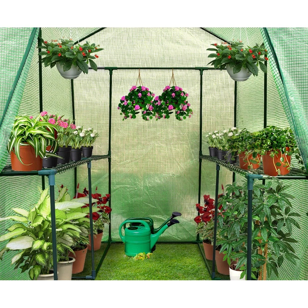 Green Fingers Greenhouse Walk in Green House 4 Shelves Tunnel Plant 1.9x1.2x1.9M