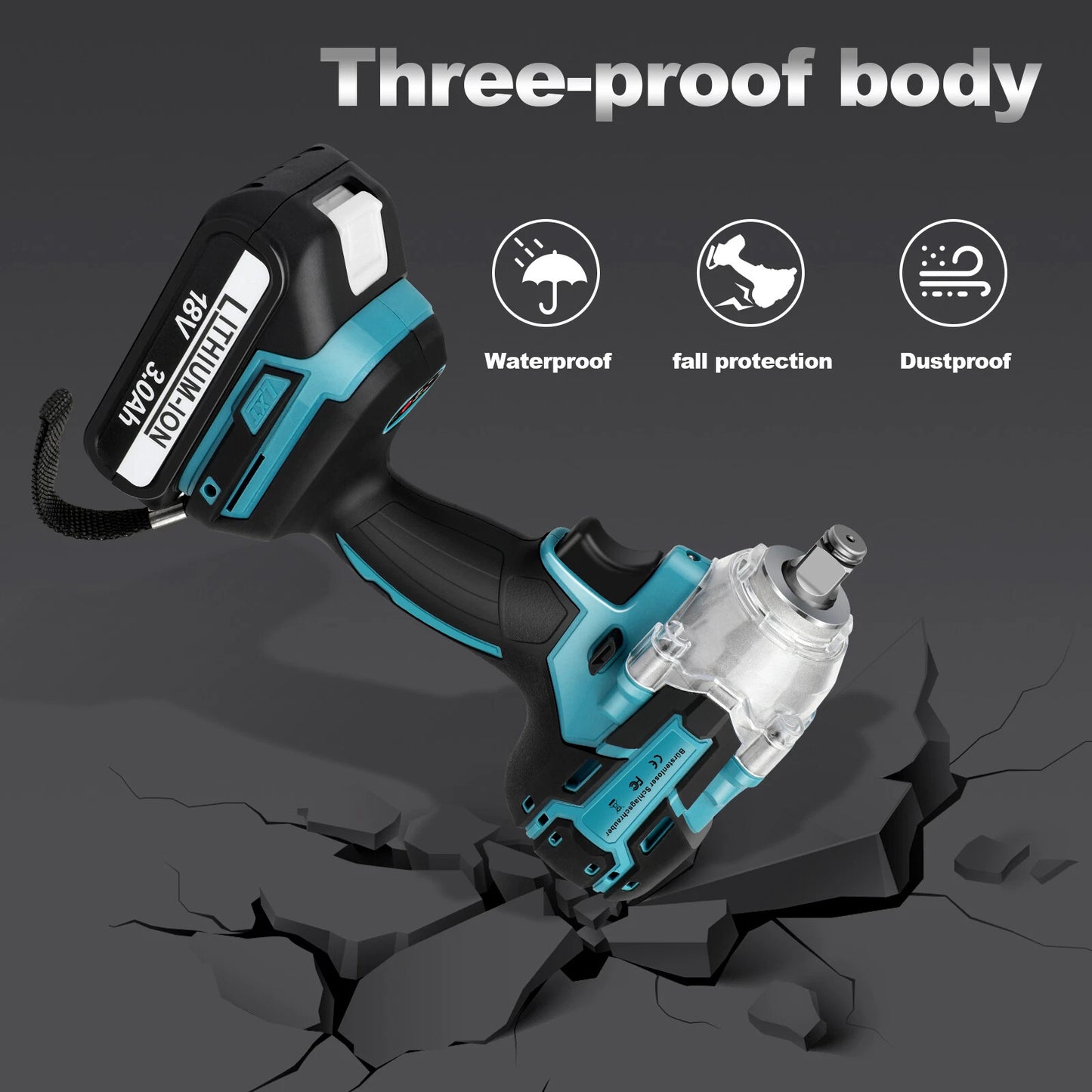 1/2" Electric Wrench Cordless Brushless Impact Rattle Gun Drill Kit + 2x Battery