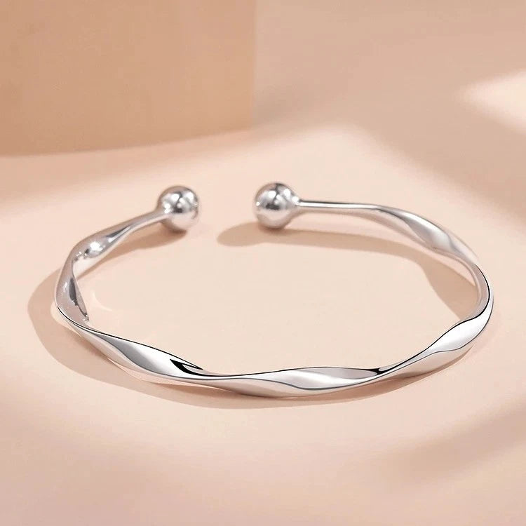 925 Sterling Silver Weave Bracelet – Adjustable Bangle for Women