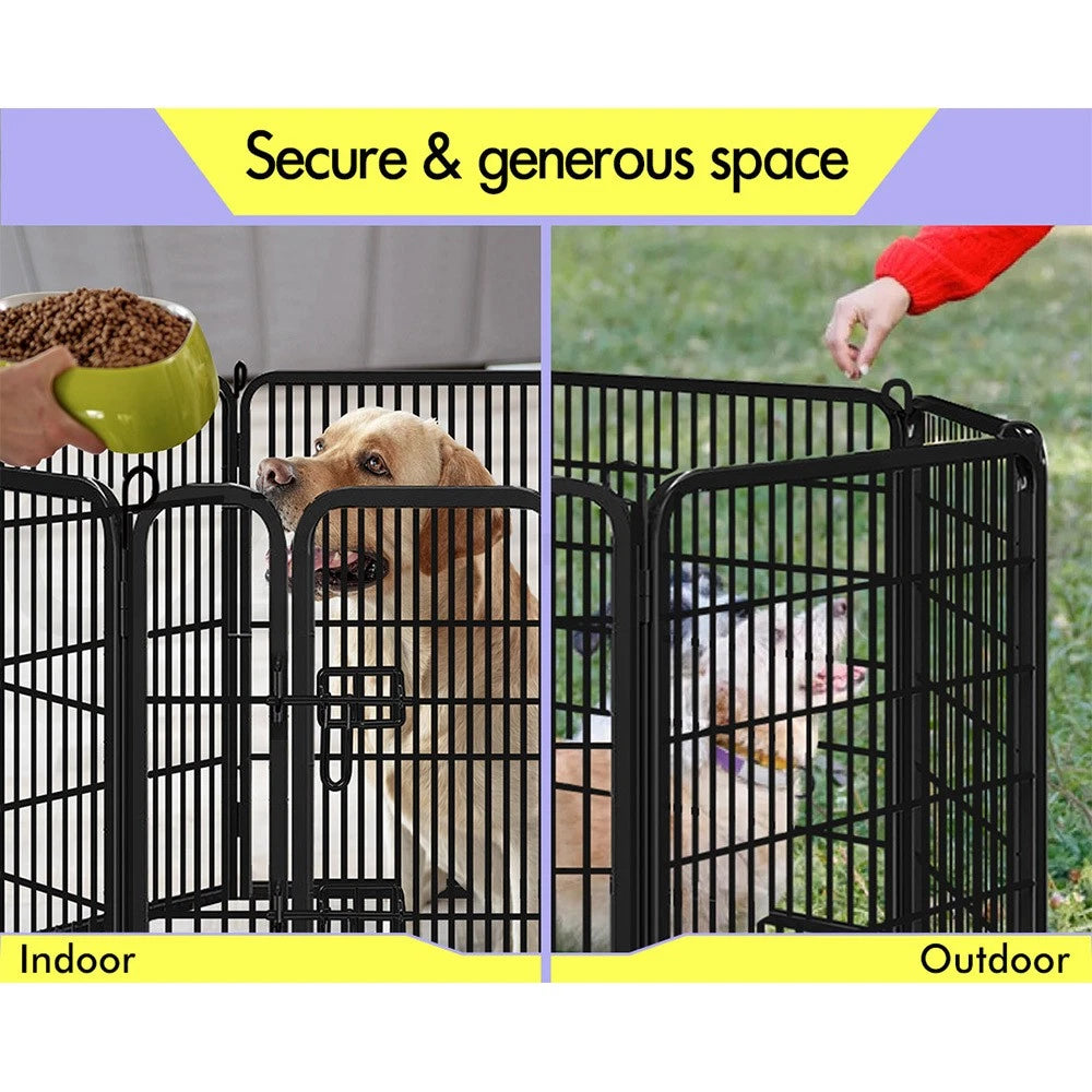 BEASTIE Dog Playpen Pet Fence Cage 8 Panel Metal Enclosure Puppy Exercise 32"
