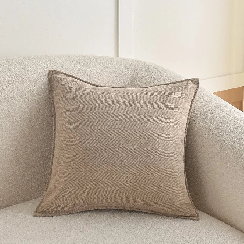 2XCream Velvet Cushion Cover Herringbone jacquard cushion Pillow Case Sofa Decor