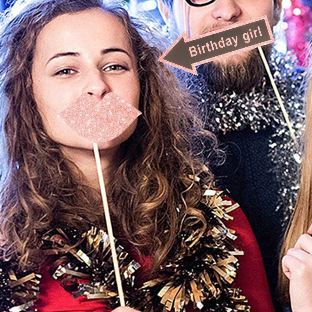 1 Set of Birthday Photo Booth Props Selfie Prop Party Supplies Decorations