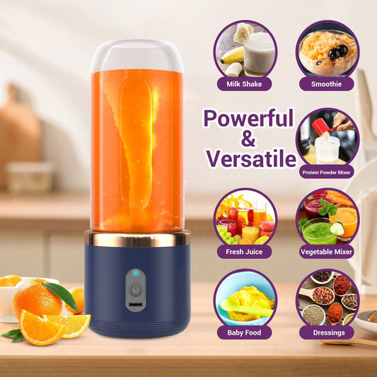 400ML Electric Mini Juice Maker Portable Blender Smoothie Juicer 6 Blades 2 Cups