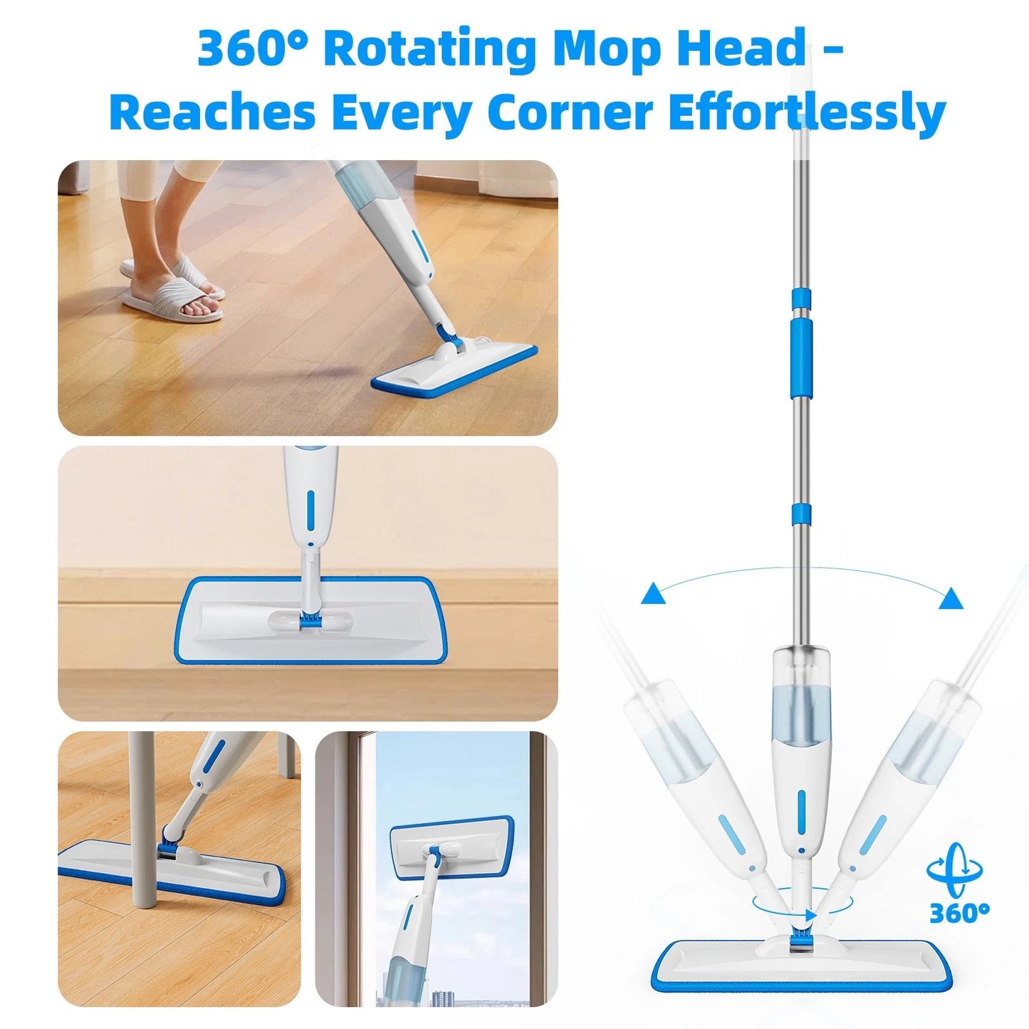 Enigma S1 Spray Mop with 3 Pads & 30ml solution Wet Dry Microfiber Floor Cleaner