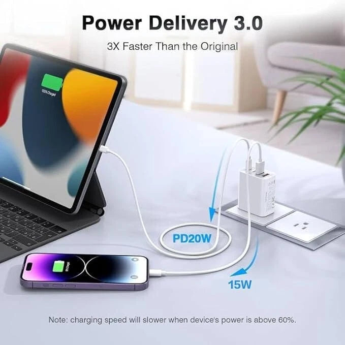 55W 4 Port USB-C PD Type-C Fast Charging Wall Plug USB C Charger Power Adapter