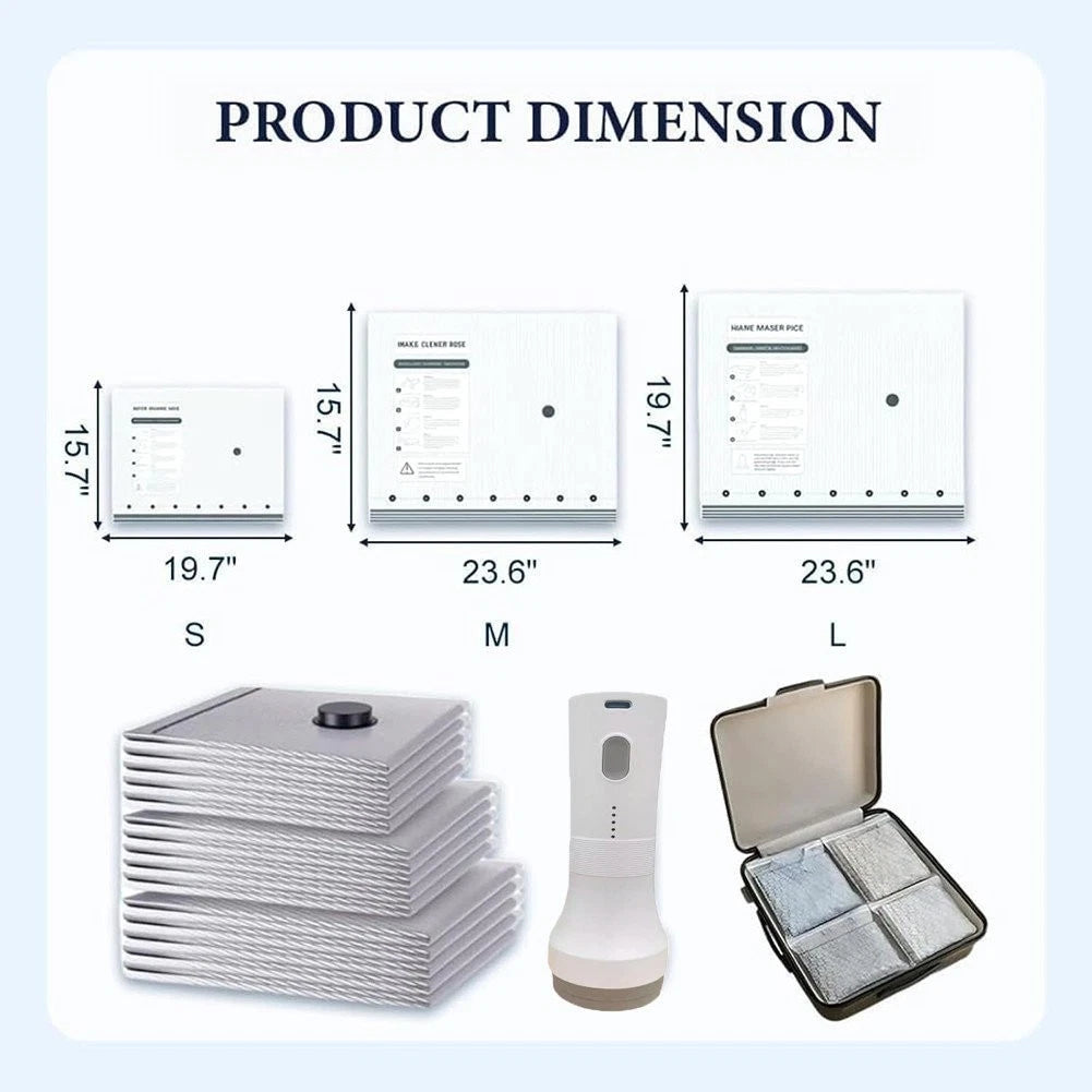 6-15PCS Travel Vacuum Storage Bags with Rechargeable Electric Pump Compression