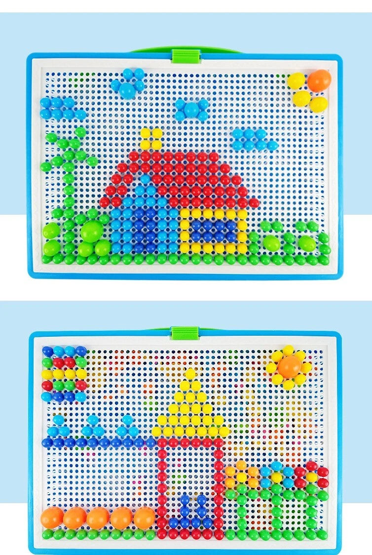 Kids Creative Children Puzzle Pegs Board 296 Educational Learning Toys DIY Gift