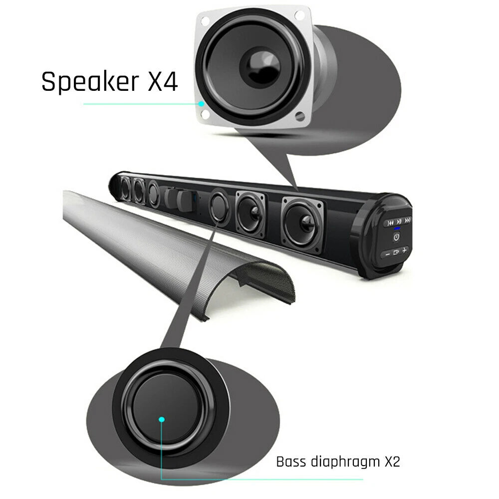 Sound Bar TV Theater Subwoofer Powerful Bluetooth 5.0 Wired Wireless Remote 40W