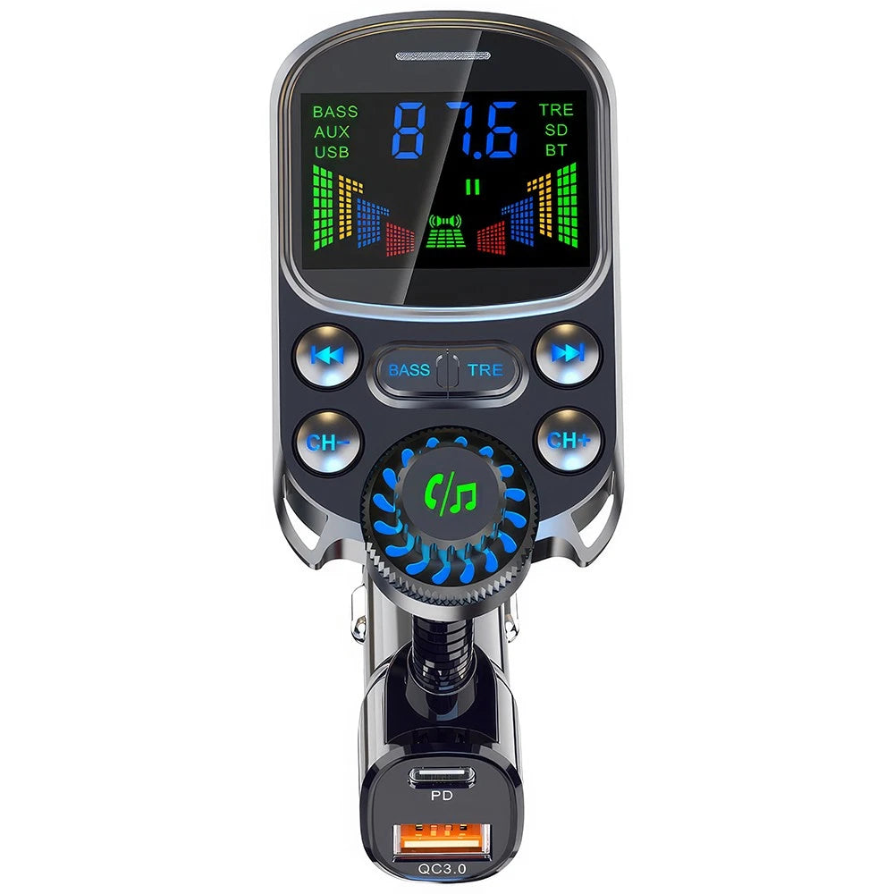 Bluetooth 5.3 Radio Car Kit Wireless FM Transmitter with USB Charger MP3 Player