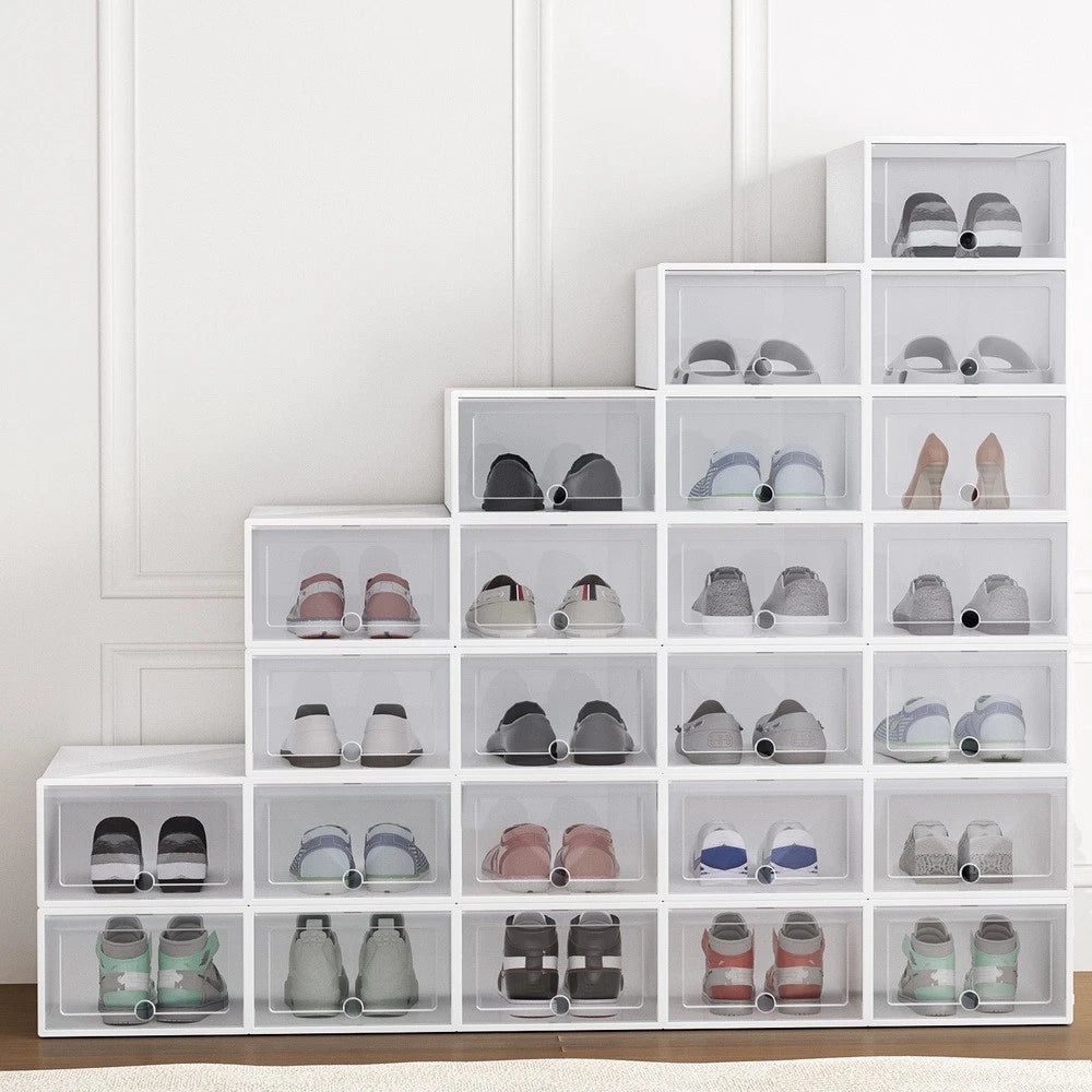 Artiss Shoe Rack Storage Cabinet Shoe Box 24 Stackable Plastic Cube White