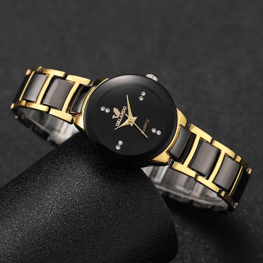 Women’s Fashion Black Steel Band Quartz Dress Watch