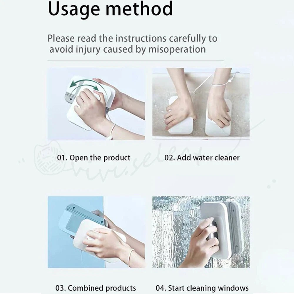 Magnetic Window Cleaner Glass Brush Wiper Washing Double Side Cleaning Tools AU