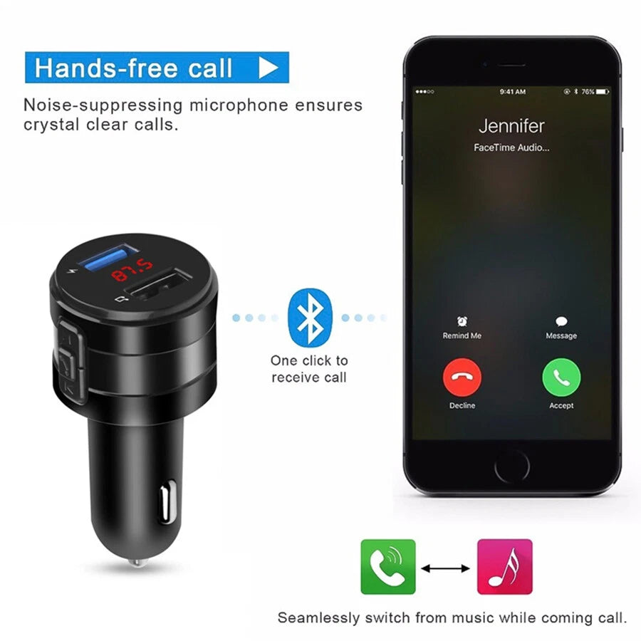 Handsfree Wireless Bluetooth FM Transmitter Car Charger USB MP3 Player Audio Oz