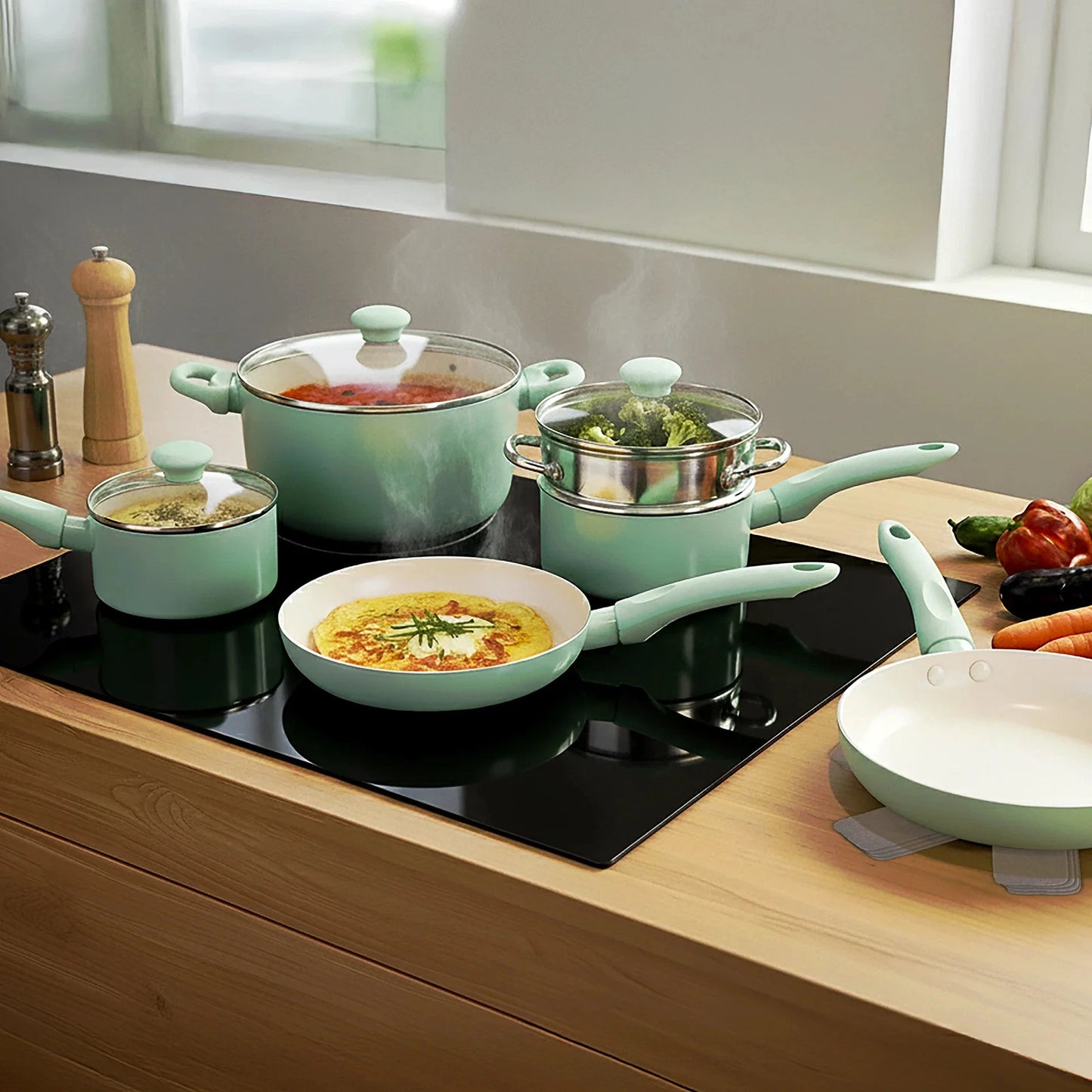 RACO SmartStart Ceramic Nonstick Induction 6 Piece Cookware Set With Pan Protect