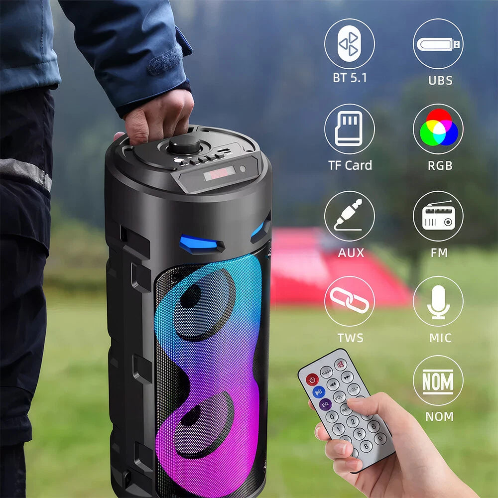 Portable Bluetooth Party Speaker Sub Woofer Heavy Bass 2000W Sound System & MIC