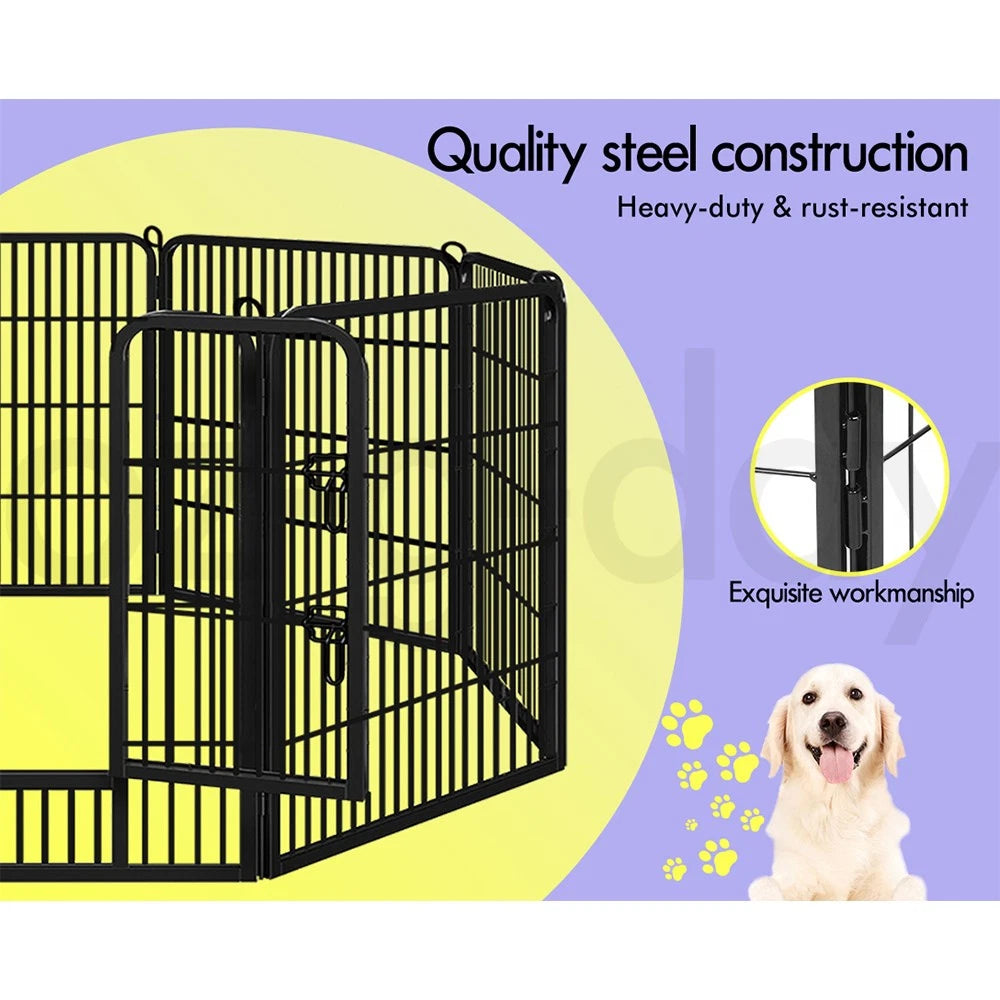 BEASTIE Dog Playpen Pet Fence Cage 8 Panel Metal Enclosure Puppy Exercise 32"