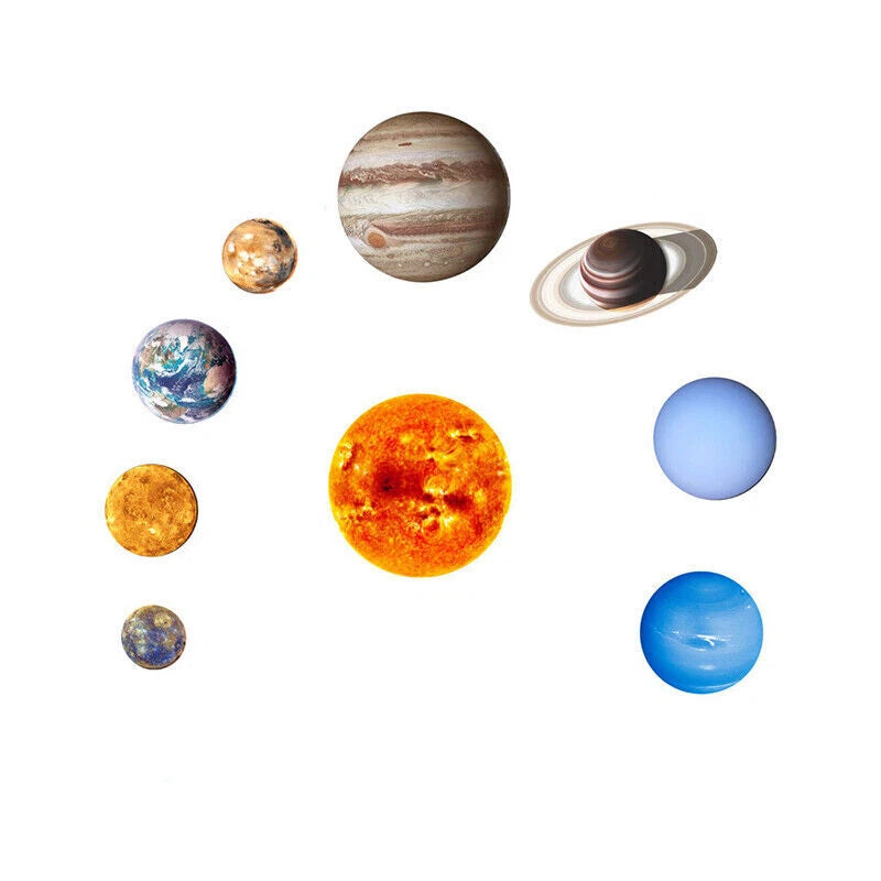 Glow In The Dark Solar System Wall Sticker 10 Planet Decal Kids Room Decor stars