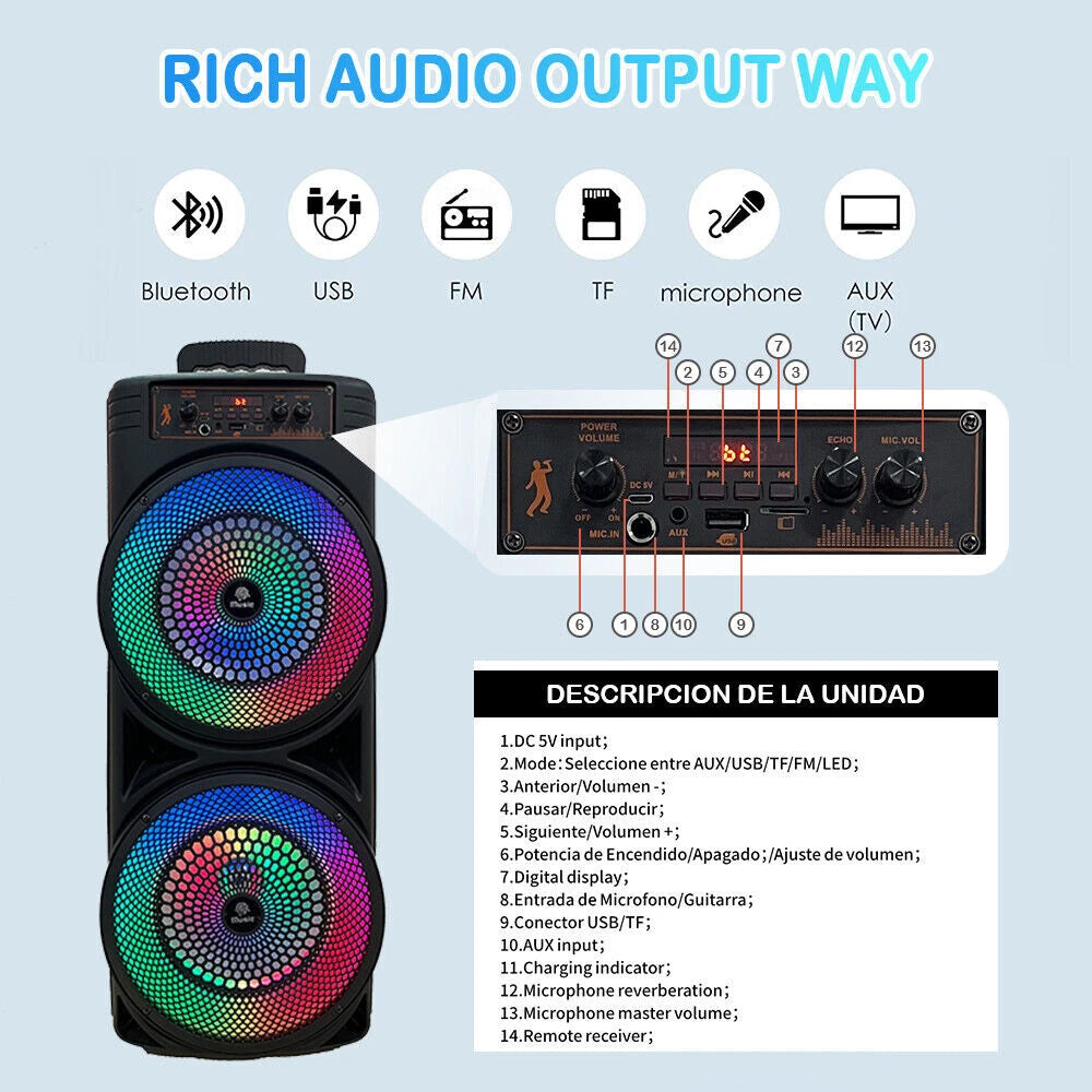 Wireless Bluetooth Party Speaker Subwoofer Heavy Bass Stereo Speaker Microphone