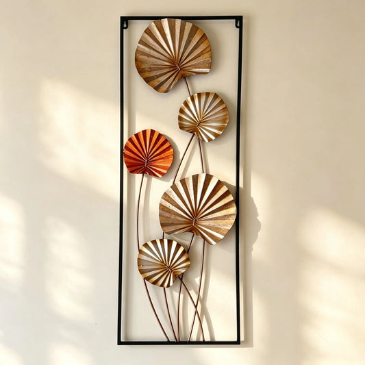 Large Framed Metal Wall Art 86cm Spring Lotus Leaf Hanging Home Garden Decor