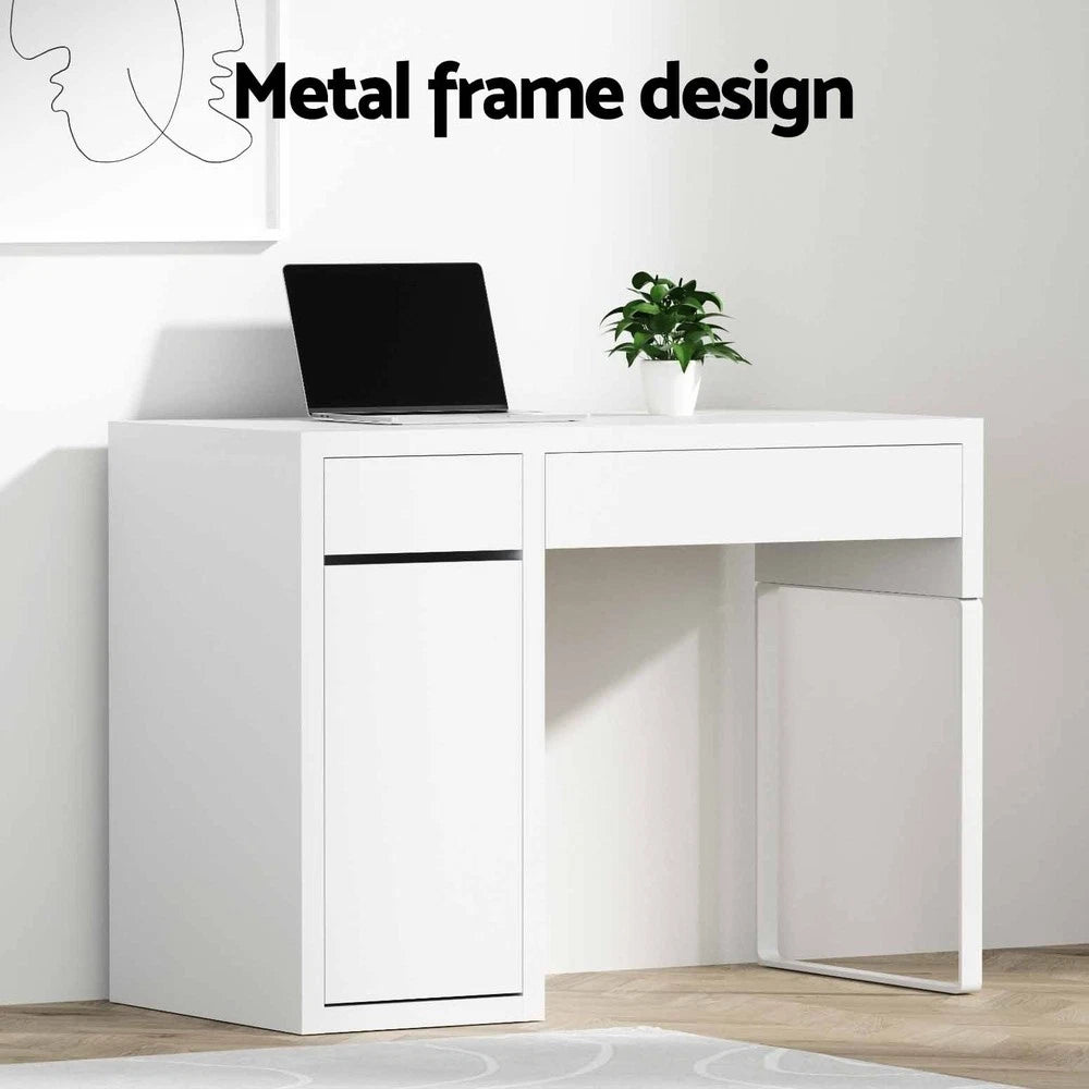 Artiss Computer Desk Drawer Cabinet Home Office Study Table White 105CM