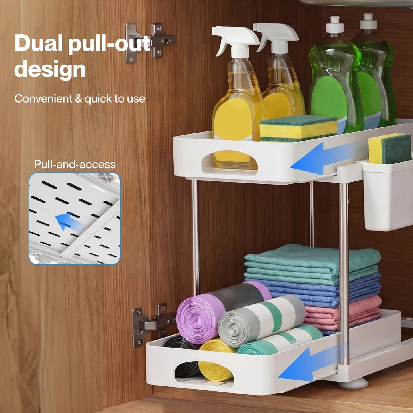 Toque 2 x Under Sink Organizer 2 Tier Cabinet Storage Rack Adjustable Kitchen