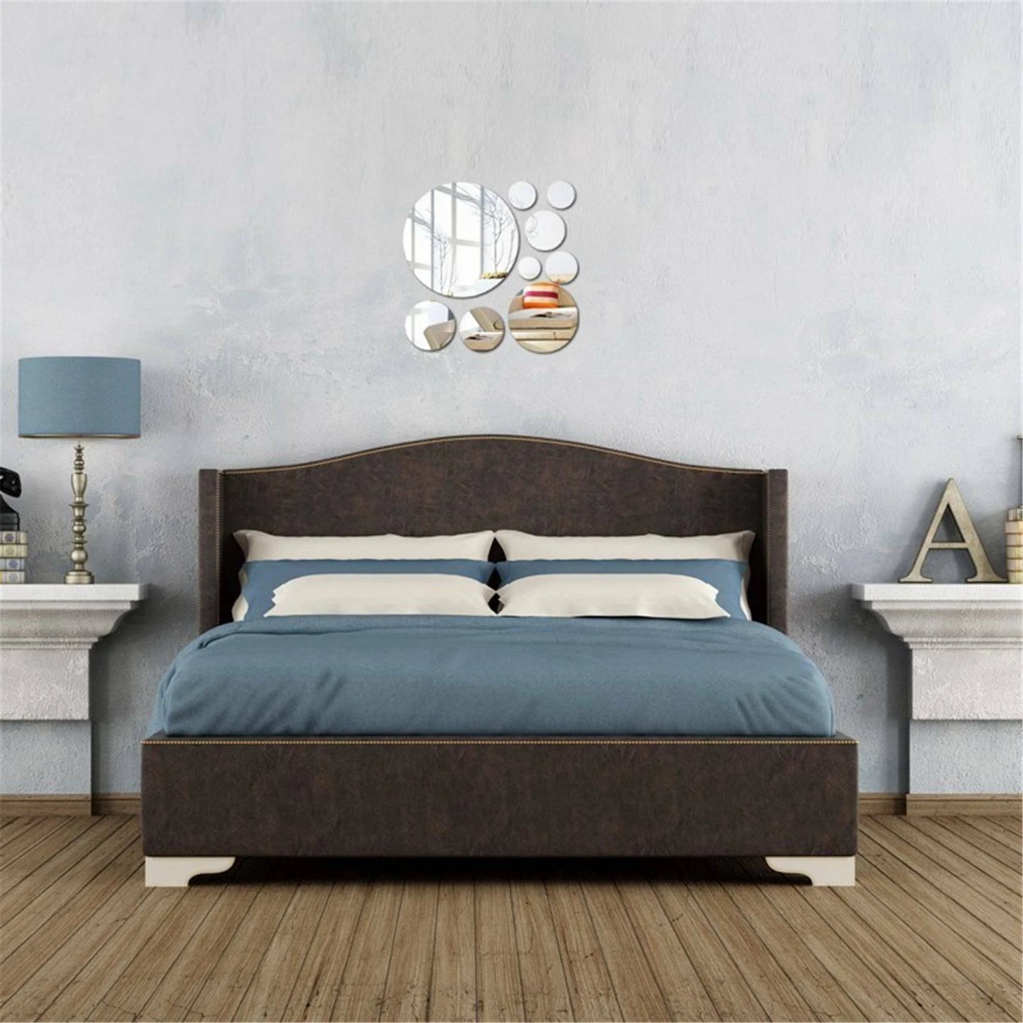 Circle Mirror Tiles Wall Stickers Art Decal Bedroom Silver DIY Home Art Decor