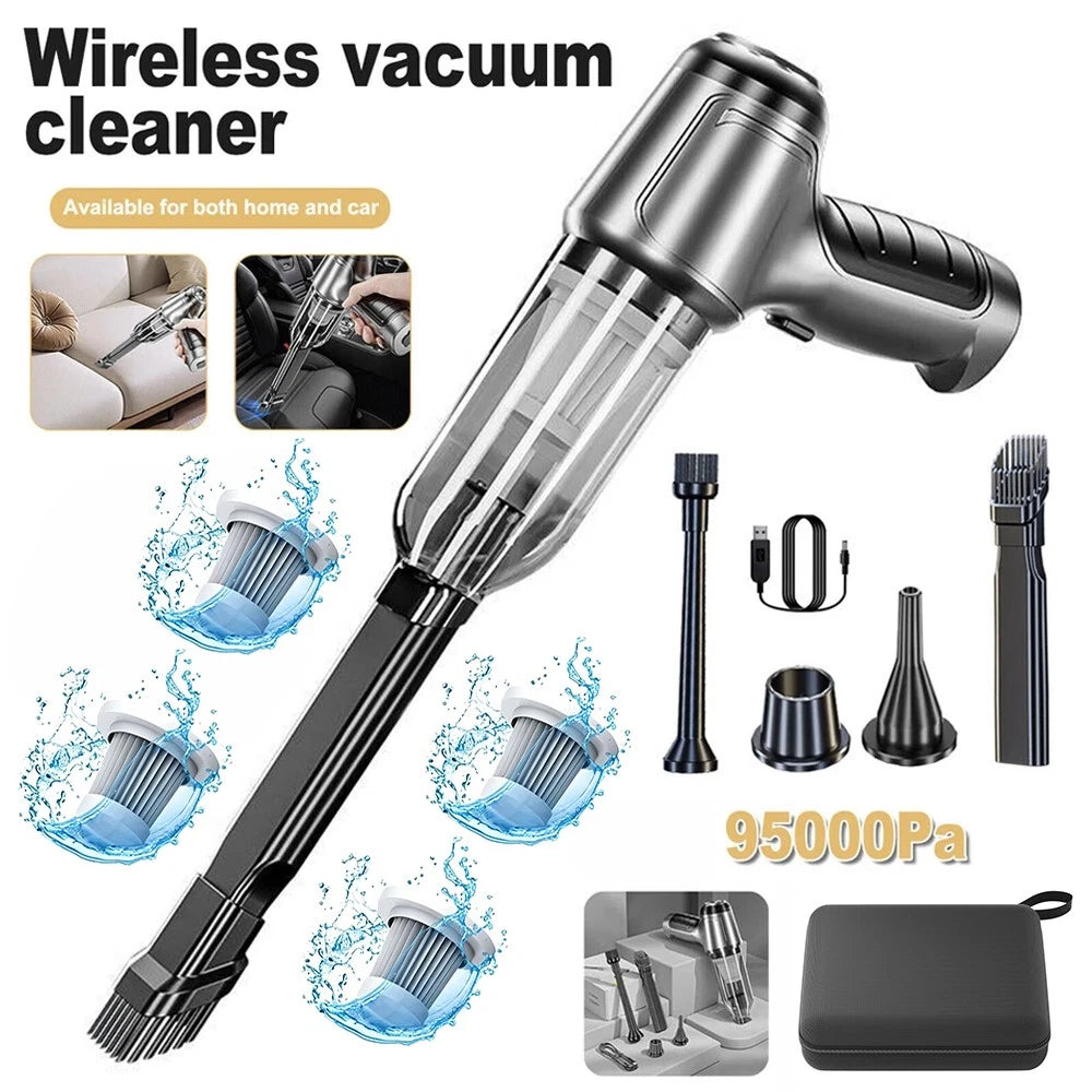 95000PA Wireless Car Vacuum Cleaner Handheld Vaccum Mini Power Suction Dust Blow