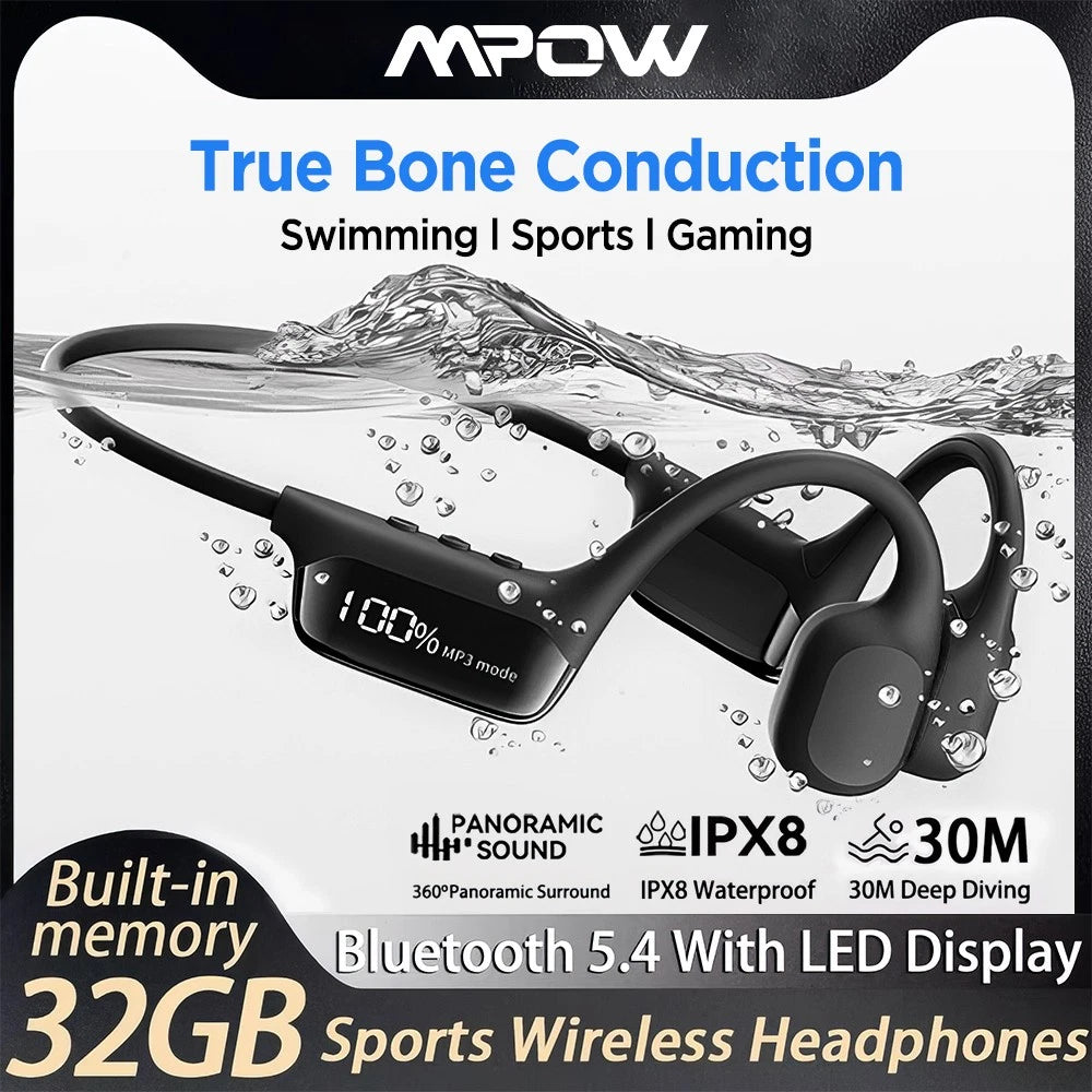 Mpow Bone Conduction Headphones  Bluetooth Waterproof MP3 Swimming Earphones 32G
