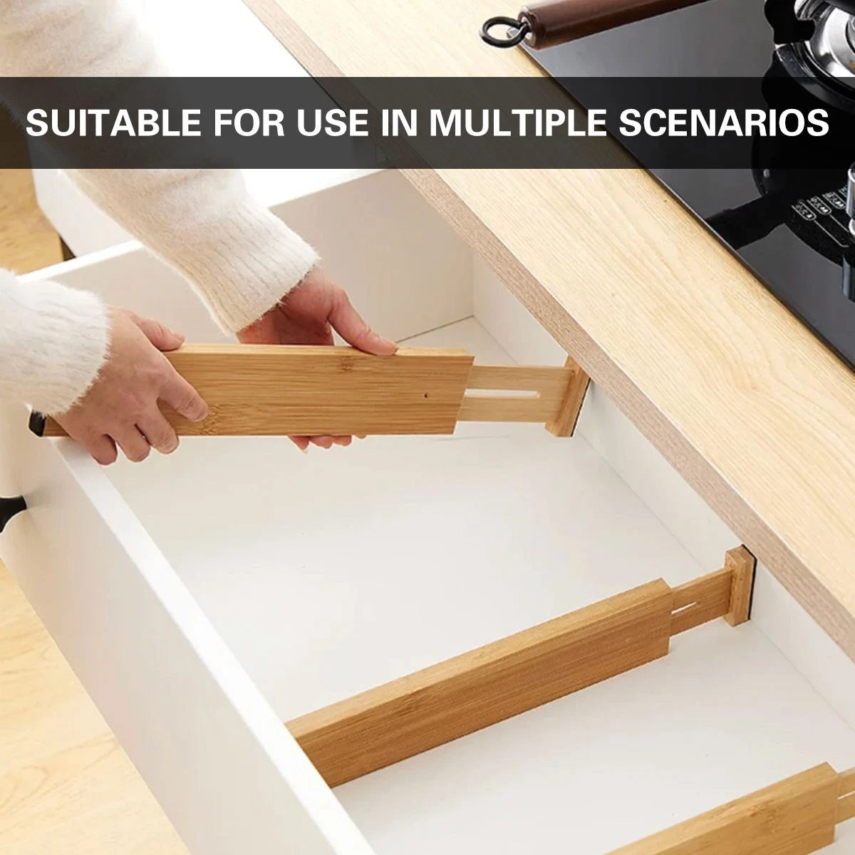 4pcs Expandable Drawer Divider Adjustable Storage Organizer Kitchen Organizer