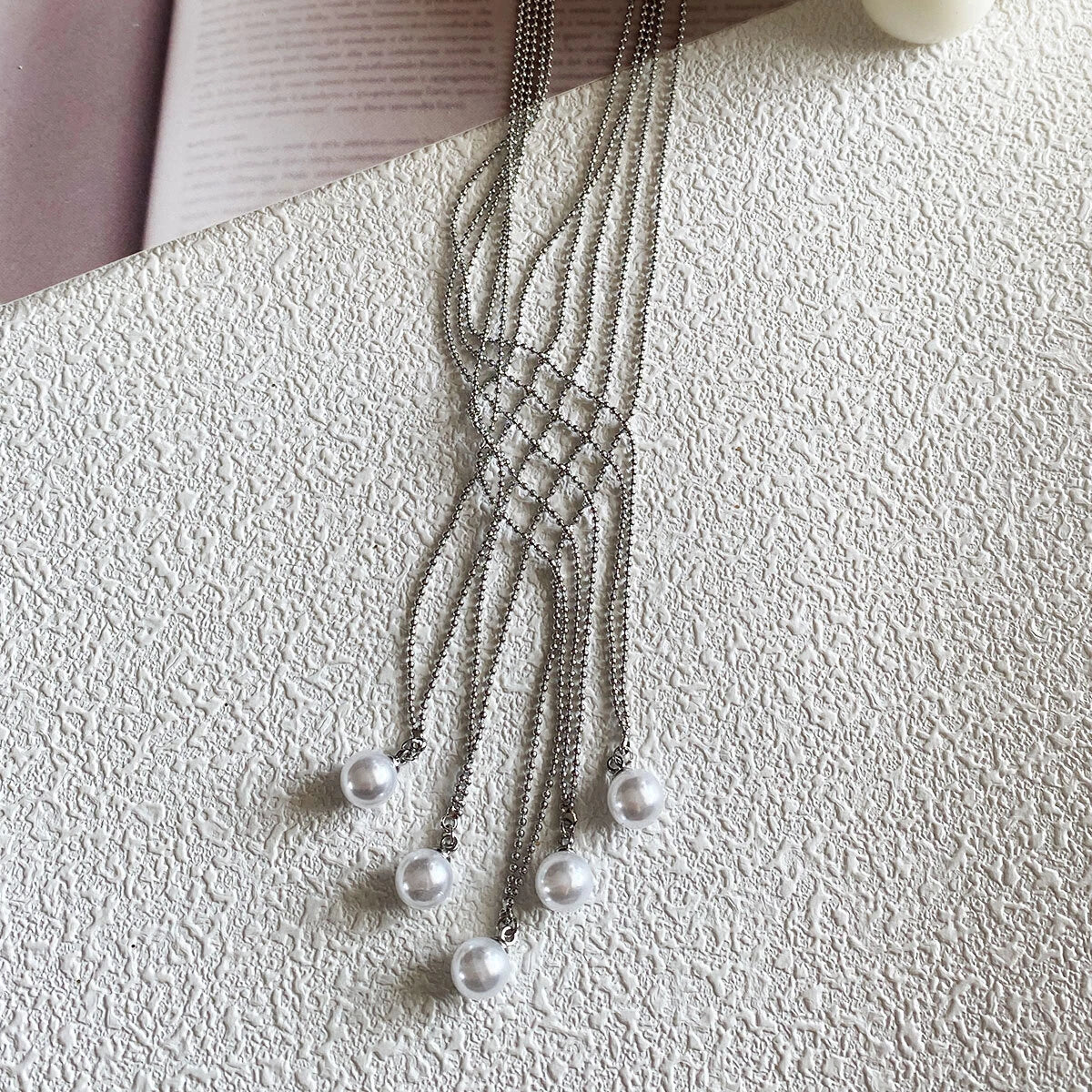 Hollow Imitation Pearl Fringe Multi Layer Necklace Fashion Jewellery for Women