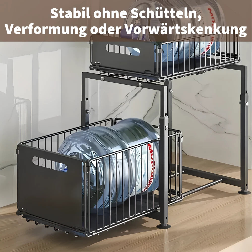 Large 2 Tier Pull Out Basket Kitchen Under Sink Cupboard Organiser Storage Rack