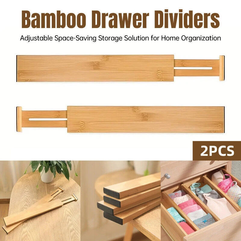 Expandable Drawer Divider PartitionStorage Organizer Clapboard Bamboo Adjustable