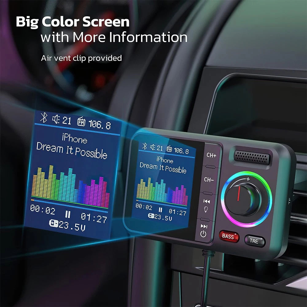 Bluetooth 5.0 Wireless Radio Car FM Transmitter Dual USB Charger MP3 Player