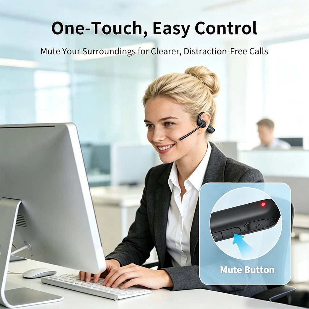 Mpow Air Conduction Headphones Trucker Bluetooth Headset Dual Noise Cancelling