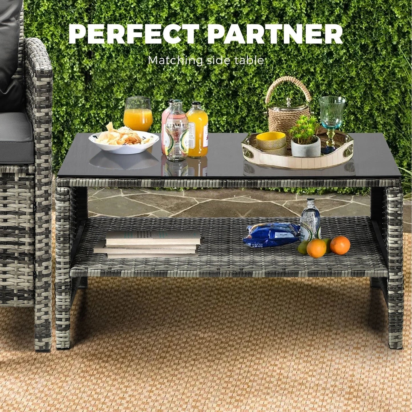 Livsip Outdoor Lounge Set Patio Furniture Dining Chairs Wicker Table  4 Piece