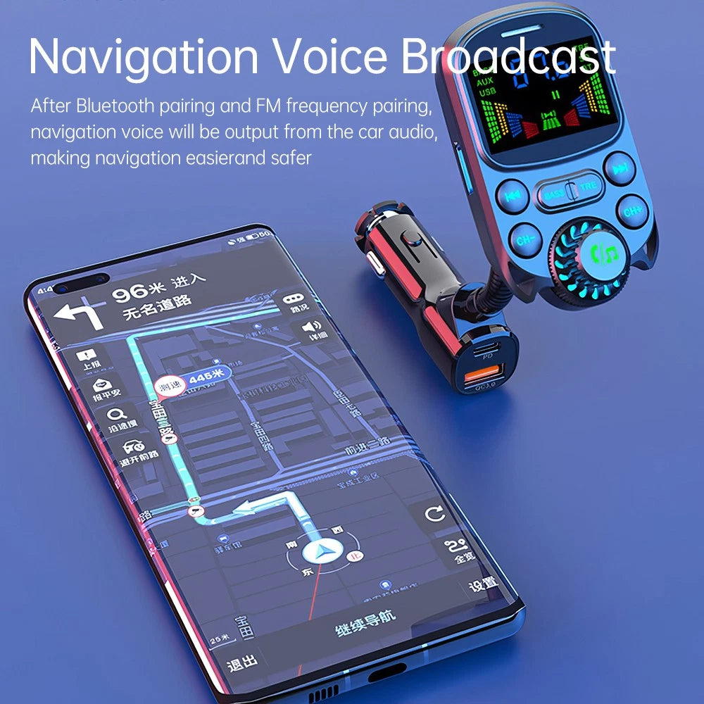 Bluetooth 5.3 Radio Car Kit Wireless FM Transmitter with USB Charger MP3 Player