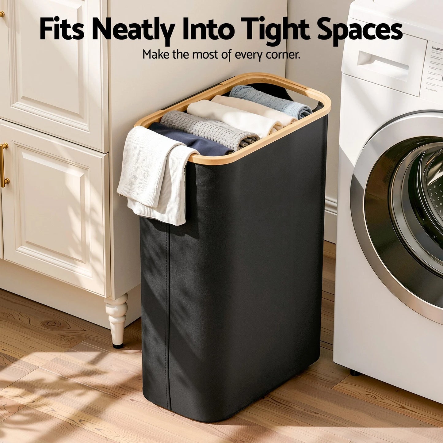 Artiss Laundry Basket with Removable Bag Foldable Clothes Hamper Black 60L